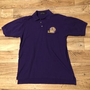 LSU Purple Men's Polo Shirt with Embroidered Tiger Logo